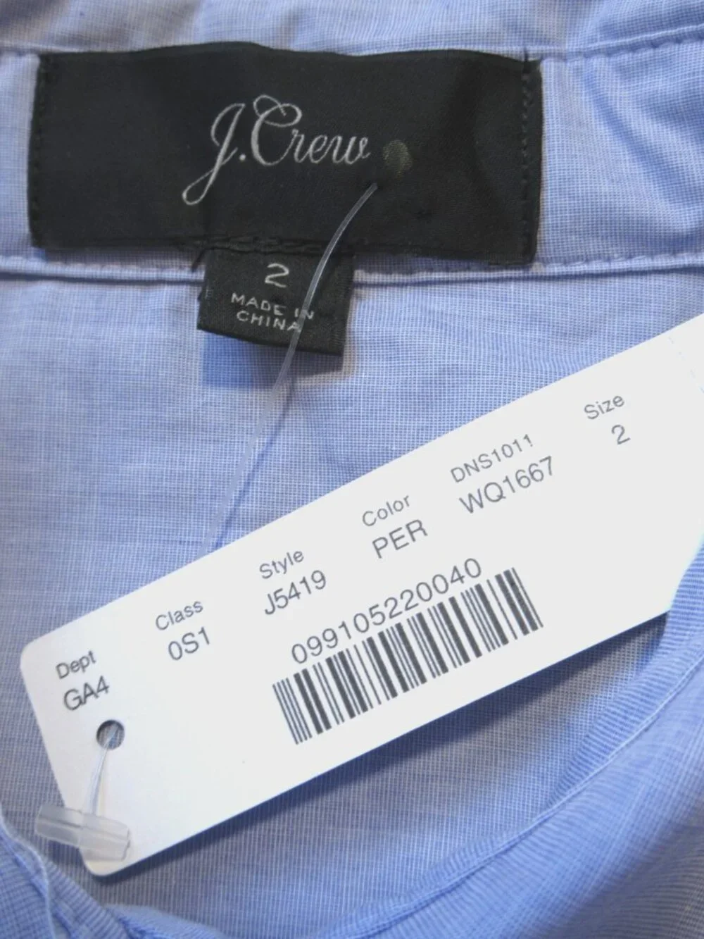 NWT J.Crew Tie Waist Shirt Dress in Peri End-on-End Cotton Button Down Dress 2